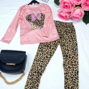 Girls’ Leopard Print & Pink top Two-Piece Set