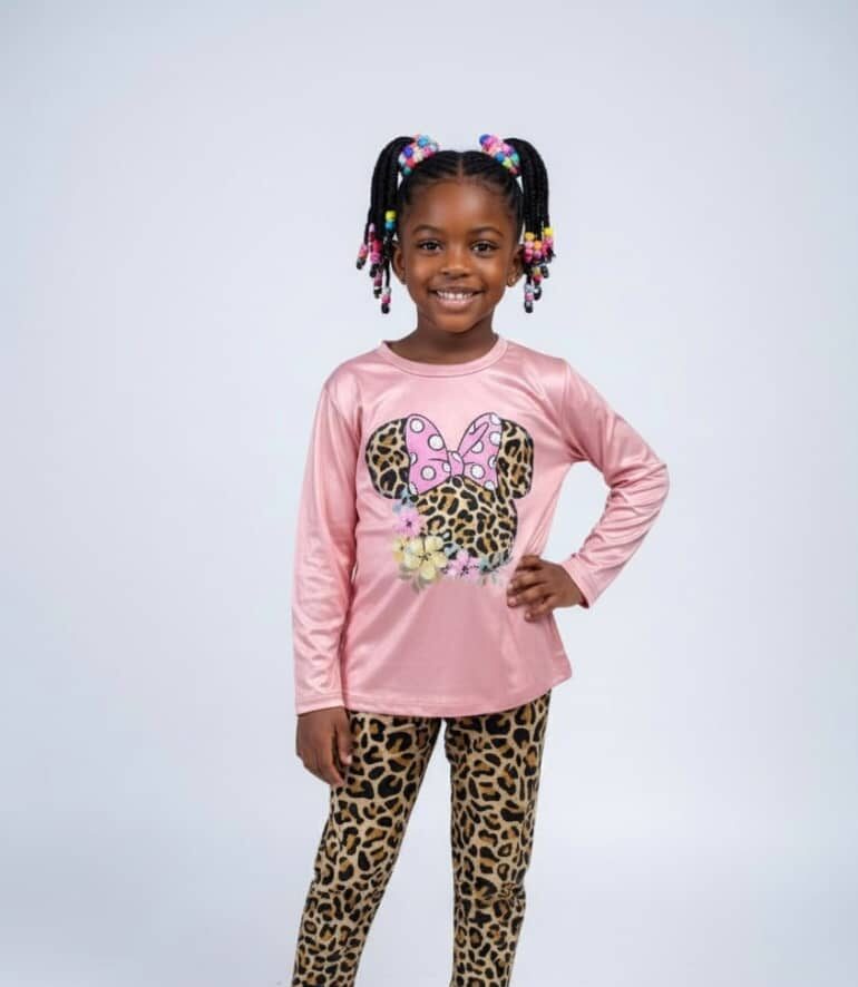 Girls’ Leopard Print & Pink top Two-Piece Set - Image 2
